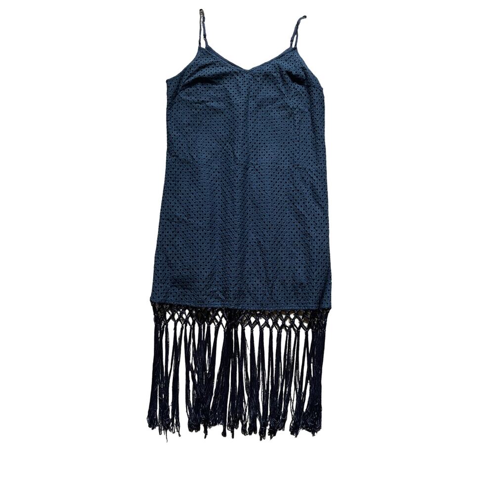 Fringe Mini Eyelet Lace Dark Academia Dress Size Small Cocktail Western Festival